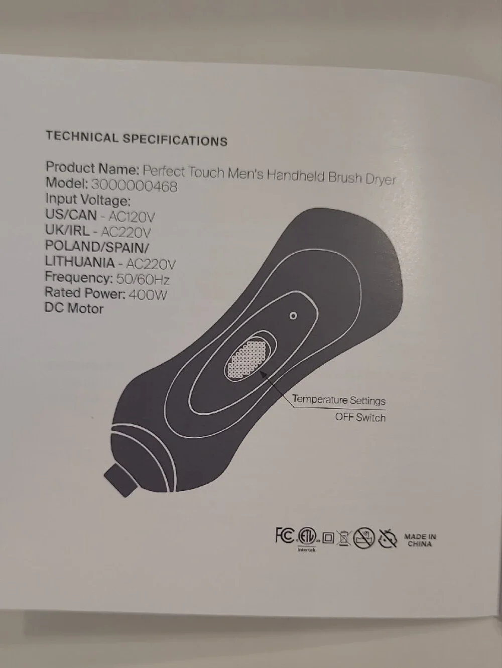 Monat Perfect Touch 2-in-1 Electric Hair Grooming Blow Dryer Brush
